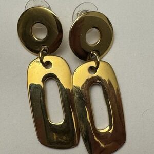 Kenneth Jay Lane KJL Vintage Gold-Tone Drop Dangle Earrings Signed